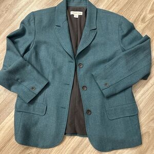 Coldwater Creek Teal Herringbone Blazer